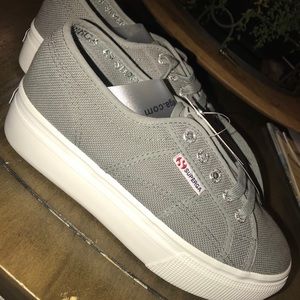 Grey platform superga shoes